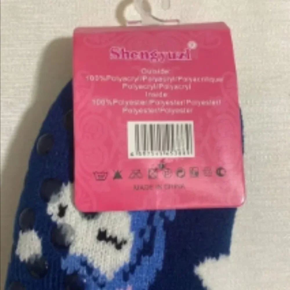 Lot of 3 Pairs--SHENGYUZI Girl's Non-Slip Warm Socks w Sherpa Interior